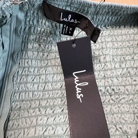 Lulus Exceptionally Gorgeous Sage Chiffon Off-the-Shoulder Maxi Dress Size XL NW - Picture 7 of 8